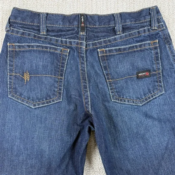 Ariat FR Men's 32x32 M3 Loose Straight Flame Resistant Denim Blue Jeans - Picture 4 of 7